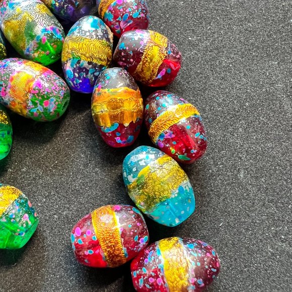 NWOT📌 80 Glass Beads Oval Hand Painted  for Jewelry Making - Craft - Creative - Picture 7 of 16